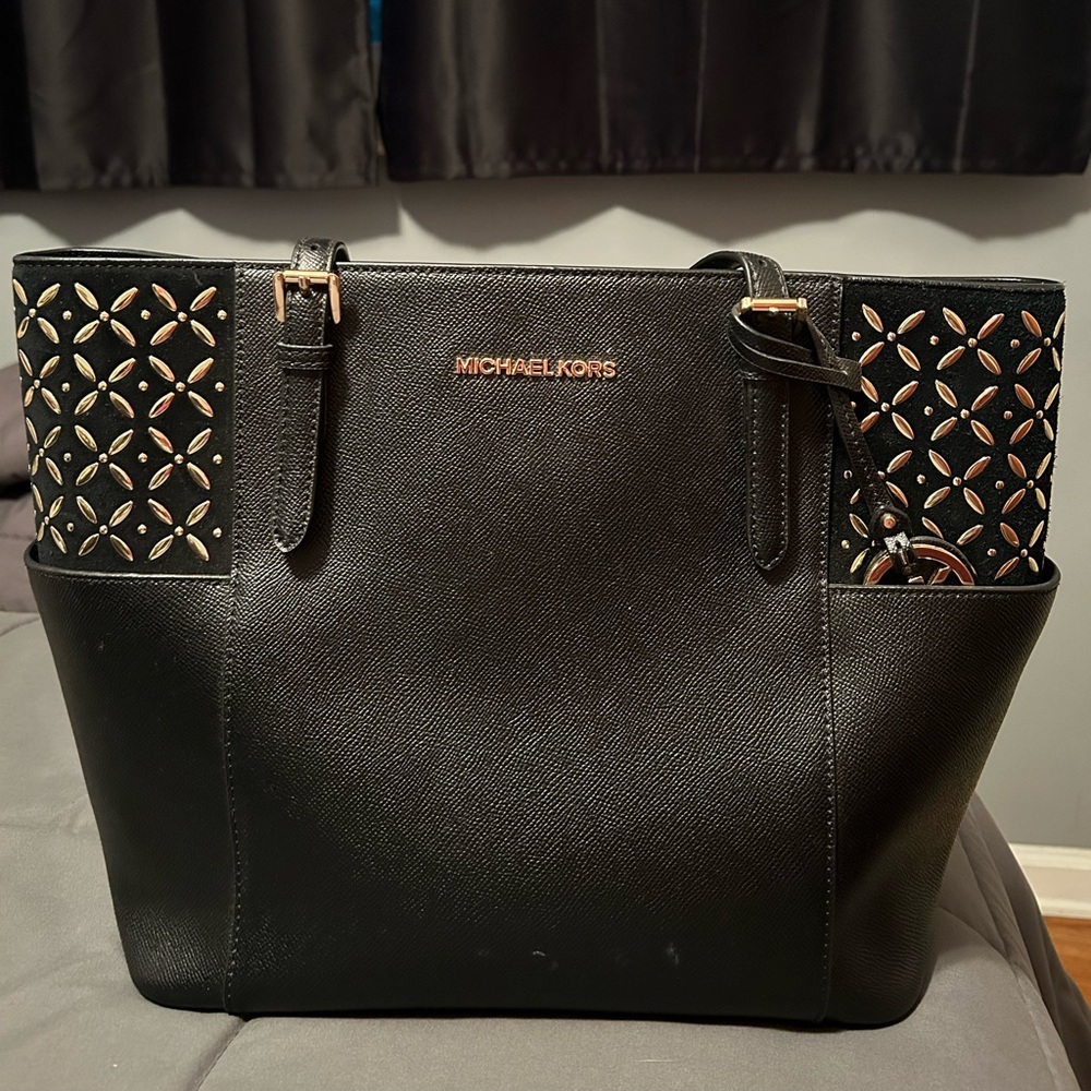 Michael Kors Leather Tote Black/Gold